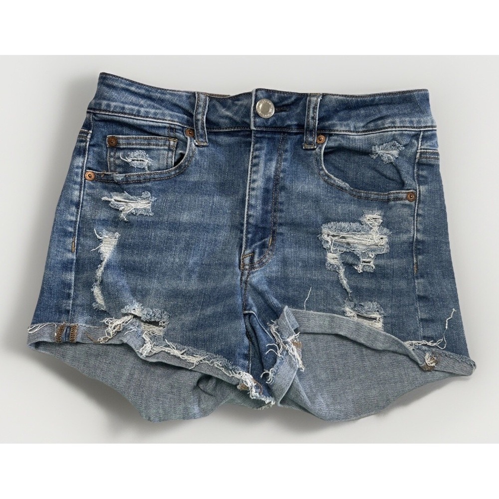 AMERICAN EAGLE Hi Rise Shortie Super Stretch Jean Shorts Women's Sz 6